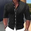 Camicie casual da uomo Camicia Lino A pois Stampe grafiche Geometria Colletto alla coreana Nero Bianco Blu Marrone Verde Strada all'aperto Manica lunga P