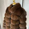 Mulheres pele falsa luxo real casaco inverno quente jaqueta natural com suporte pescoço design moda guaxinim 231010