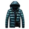 Piumini bomber in piumino metallizzato da uomo impermeabili Piumini invernali lucidi con cappuccio con zip addensare Parka da baseball Capispalla 34WIT