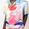Casablanca Mens Soleil Lefant Short Sleeved Silk Shirt مصمم أزياء مصمم نساء Luxurys القمصان 219e
