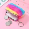 Handtaschen Damen Fleecy Fuzzy Handtaschen Kleine Geldbörse Handliche Tasche Paket Geldbörse Regenbogen Damen Geldbörse Für Mädchen Kind Geschenk 231010