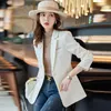 Kadınlar Moda Bahar Sonbahar Kadın Gece Yarısı Donanma Çift Düğmesi Blazer İnce Ceket Ofis Lady Rahat Kısa Ceket Kız Üst Giyim