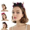 Hair Clips Cloth Flower Antler Headflower Garland Hoops Hairpin Halloween Headband Women Headdress Head Tiara Bride Piece