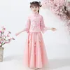 Roupas étnicas Meninas Lace Cheongsam Chinês Flor Vestido Pageant Crianças Vestidos de Princesa para Festa e Casamento Prom Vestidos Chino Robe