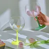 Copos de vinho criativo medieval tulipa taça pintados à mão flor cristal taças coloridas copos de vidro de bebidas para cozinha e barra