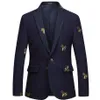 Bee broderi blazer smal fit masculino abiti uomo bröllop prom blazers tweed ull för män stilfull kostym212y