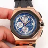 Armbandsur Luxury Mens Quartz Chronograph Watch Stopwatch rostfritt stål Sapphire Rose Gold White Blue Black Rubber