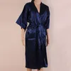 Men's Robes Navy blue Chinese Men's Robe Kimono Faux Silk Bath Gown Bathrobe Nightgown Sleepwear Hombre Pijama Size S M L XL XXL XXXL TB01M 231011