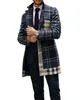 Cappotto da uomo scozzese in tweed popolare da uomo, casual, da lavoro, a maniche lunghe, monopetto, cappotto invernale da uomo 62P8D