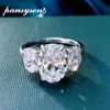 100% 925 Sterling Silver Oval Cut Simulated Moissanite Gemstone Wedding Engagement Diamond Ring hela par ringar Cluster314b