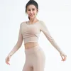 Active Shirts Long Sleeved Yoga Suit Womens Autumn And Winter Fitness Slimming Beautiful Body Design Running Pilates Gym Sports Top
