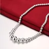 Lady's Sterling Silver Plated Large and Small Beads Halsband GSSN195 Fashion Lovely 925 Silver Plate SMEEXCHACES CHACHACES Kedja2257