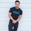 Men's T Shirts ALPHALETE 2023 Mens Gyms Shirt Crossfit Fitness Bodybuilding Printed Fashion Male Short Cotton Clothing Brand Tee Tops