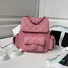 2023 Designer Backpack Women Shoulder Bag Genuine Leather Pink Black Gold Hardware three Small Pockets with Box