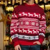 Мужские свитера, одежда 2023 года, женские и мужские одинаковые рождественские свитера для семейных пар, теплые толстые повседневные трикотажные изделия с круглым вырезом, рождественский образ