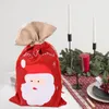 Christmas Decorations 1PC Santa Pattern Drawstring Bag For Home Year 2023 Presents Candy Organizer Linen Party Supplies Portable DIY Navidad