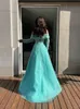 Party Dresses Green Off Shoulder Long Sleeve For Girls Gowns With Diamond Handmade Women Wedding Graduation Formal