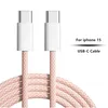 PD 60W Nuevo cable de carga de datos USB C a C trenzado de la mejor calidad para Apple iPhone 15 Pro Max Samsung Huawei Xiaomi Tipo C Cable de carga rápida