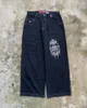 24ss Мужские джинсы JNCO Уличная одежда Y2K Хип-хоп с графикой Большие мешковатые черные брюки Harajuku Повседневные готические широкие брюки
