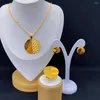 Halsbandörhängen Set Nigerian Bride 24k Gold Plated Earring Ring Smycken för kvinnor YY20235