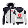 Men's Trench Coats 2023 Autumn Winter Hoodie For Men Yamaha Logo Print Motorcycle Jacket Zip Sweatshirt Pullover Biker Clothing