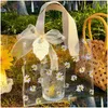 Cadeaupapier Transparante Tote Bags Daisy Bag Pvc Plastic Verjaardagsdozen Luxe Leuke Print Handwinkel Picknick Charme Drop Delivery Thuis Ga Ot0Dx