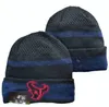 Houston Bonnets Bobble Chapeaux Casquettes de baseball 2023-24 Créateur de mode Chapeau de seau Chunky Knit Faux Pom Beanie Noël Sport Bonnet en tricot a