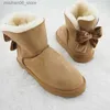 Bottes Nouveau Bow femmes bottes bottes de neige en peau de mouton véritable en cuir mode bottines 100% fourrure naturelle chaud laine bottes d'hiver chaussures Q231012