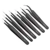 Whole-6pcs ESD Safe Anti-Static Stainless Steel Tweezers Set Maintenance Watch Repair Tools Kits Electronic Rework Tool Set DI250V