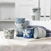 Pots à café tasse à thé en céramique pastorale japonaise fleur de cerisier eau potable ensemble de maison bol rond peint à la main 225ml