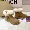 Australien Platform Tazz Classic Mini Snow Boots Winter Luxury Suede Wool Ladies Warm Tisters Ankel Boot For Women Thick Bottom äkta Eather Fluffy Booties S1