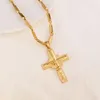 Herrskors hänge 18 K solid fin gul guld gf charms linjer halsband kristna smycken fabrik gud gåva198z