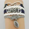 Multi-camada Cowboys Letter Infinity Football Team Pulseira Trançada Pulseira Esportiva Nova 1262R