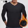 Men's Thermal Underwear Men Velvet Long Sleeve Top Autumn Winter Bottom T-Shirt Warm Underwear Solid Undershirt Slim Cozy Thermal Fleece Pullover TopsL231011