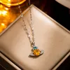 Le plus récent style de mode 18 carats plaqué or diamant pendentif chaîne à lèvres collier en or rose collier de clavicule bijoux accessoires cadeaux sans boîte