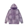 Men's Oversized Outerwear With Heavy Tie Dyeing Stir-Frying Water Washing And Tearing Process Men's And Women's Cardigan With Zipper Autumn And Winter Styles