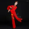 Stage Wear Adult Fan Dance Costume Festive Festival Hand Silk Square Waist Drum Yangge Clothes Female