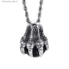 Autres accessoires de mode Nouvelle mode 316L Bijoux en acier inoxydable Halloween Cadeau Eagle Claw Pendentif Collier Chaîne de corde gratuite Q231011