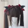 Kostymtillbehör Original Handgjorda Demon Wings Bow Edge Clamp Lolita Wafer Dark Ghost Halloween Hair AccessoriesL231010l231010