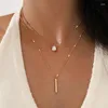 Anhänger Halsketten Modyle Punk Mehrschichtige Gold Farbe Kette Choker Halskette Für Frauen Mode Kristall Zirkon Schmuck Geschenke