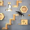 Arranhadores para móveis para gatos, madeira maciça, montado na parede, árvore para gatos, plataforma de salto em camada dupla, escada, rede para gatos, estrutura de escalada 231011