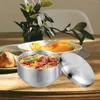 Skålar soppa skål lock hemma metall ris kök multifunktion rostfritt stål barn litet