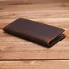 mens wallet Leather wallet Long purse men's first layer of cowhide mad horse leather long style Money clip womens wallet Solid color wallet brown card bag