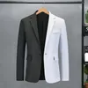 Erkekler Suitler Resmi Olay Takım Palto Slim Fit Patchwork Kontrast Renkleri Yakıt Flep Cepleri ile Tek Düğme Kapatma