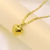 Glasur Herz-Anhänger italienische Figaro-Gliederkette Halskette Damen 18 Karat massives Gelbgold GF 600 3 mm246N