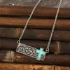 Colliers pendentifs Western Bar avec collier turquoise pour femmes boulon / cactus / bottes de cowboy / croix chrétienne bijoux du sud-ouest