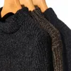 Herrtröjor Halv Hög nacke Chenille -tröjor/ varumärkeskläder Mens Autumn Winter Loose Style Solid Color Casual Sticking Sweater Pullover