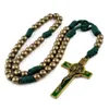 Girocolli Religiosi Paracord Rosari Perline di ferro da 10 mm Bronzo antico Pistola Nero cattolico San Benedetto Rosario da uomo 231010