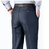Pantalon homme à la mode léger luxe pantalon taille haute jambe droite ample longue Simple classique décontracté grande taille 38 40 42