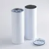 Cup en acier inoxydable USA CA Entrepôt de stock de colorant 20oz de teinture Sublimation blanc avec couvercle et paille 0426